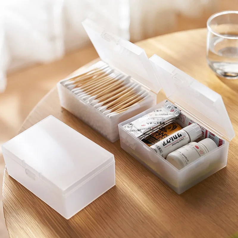 Mini Cotton Swab Storage Boxes Medical Kit Desktop Thumbtack Organization Bins Home Jewelry Dustproof Box Plastic Sundries Case