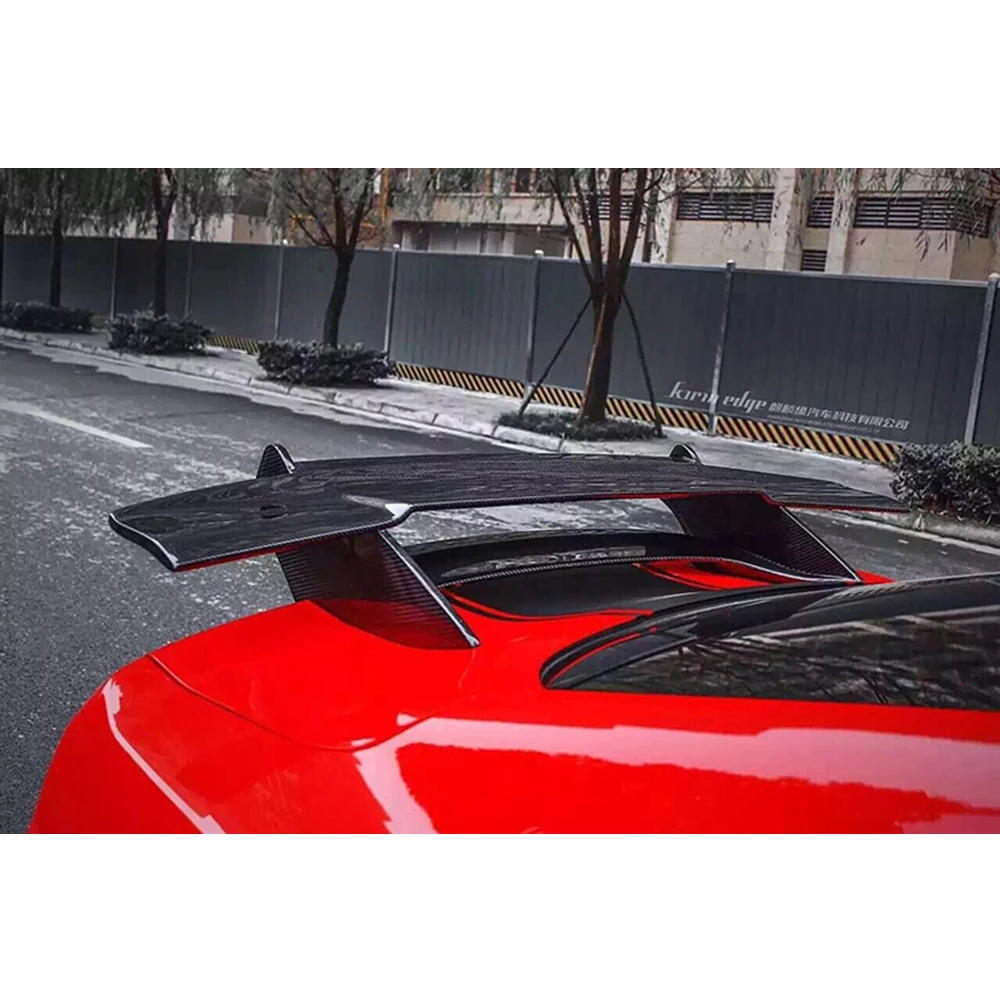 Double layer Carbon Fiber Rear Lip Spoiler Wings for Ford Mustang GT V8 V6 GT350R Coupe 2015 2016 2017 FRP unpainted