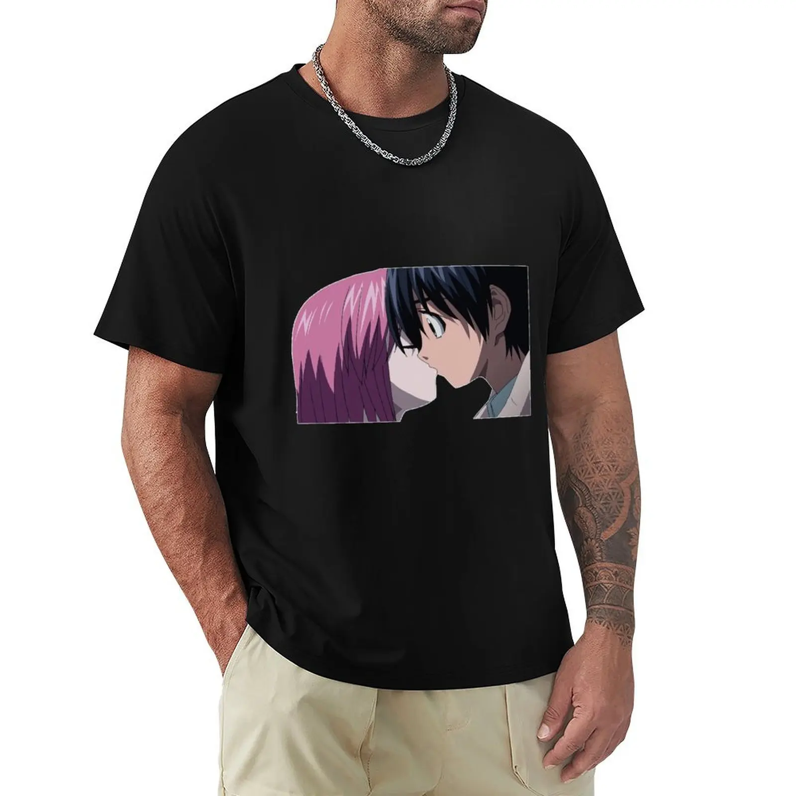 Elfen Lied kiss T-Shirt oversizeds cute tops quick drying oversized t shirt men