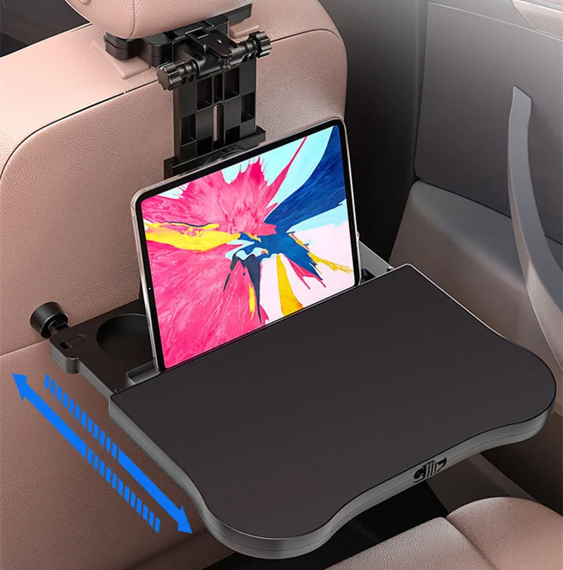 In-Car Laptop Folding Table Adjustable Multifunctional Small Kids Chair Back Food Beverage Tray Computer Write Desk for BMW All