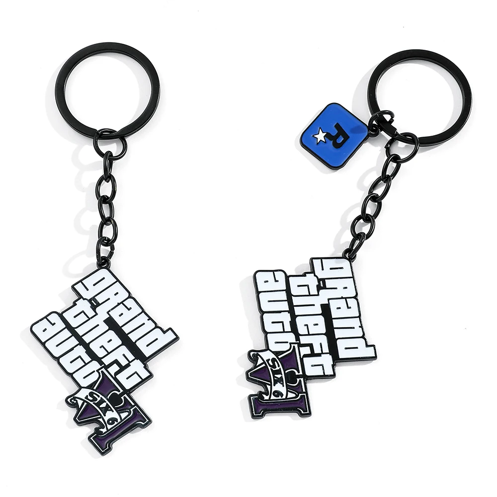 Classic Game Grand Theft Auto 5 Keychains Enamel Letter Pendant Key Chains Men Rock Jewelry Keyring Game Fans Car Accessories