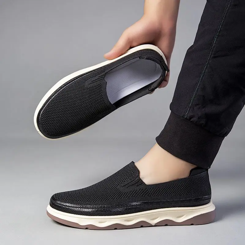 

Летние мужские повседневные сетчатые туфли на массивном каблуке без шнуровки, классические оригинальные кроссовки, модные удобные прогулочные мужские туфли 2023 года