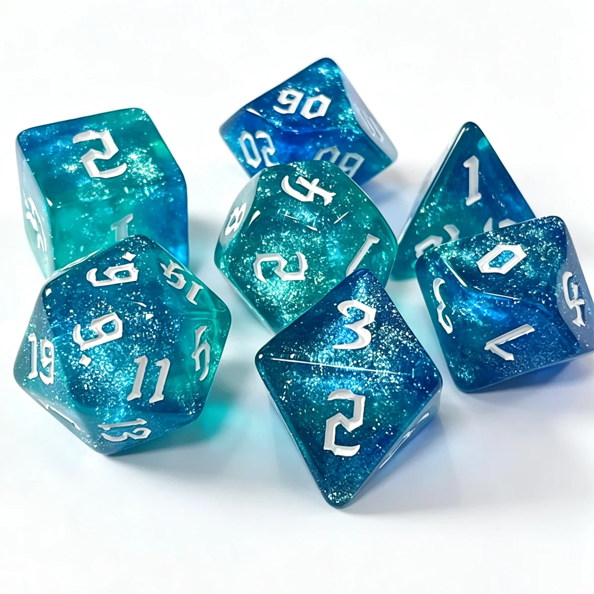 New Fonts DND Dice Set Polyhedral Pearlescent Translucent Dados Counter Dices for MTG D&D RPG Dado Dice Set with Storage Bag