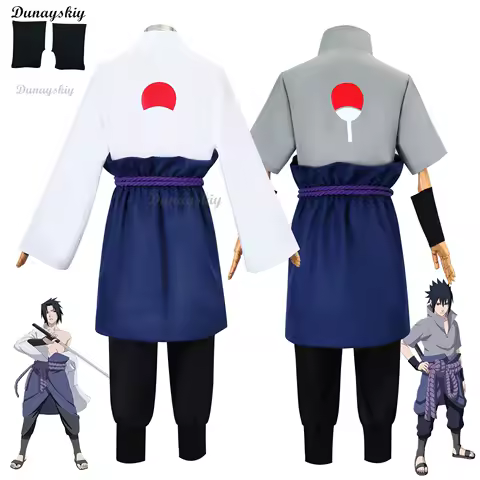 Anime Uchiha Sasuke Cosplay Grey Outfit Halloween Costume Wig Party Role Play Uniform Comic Clothes Outfit Customized