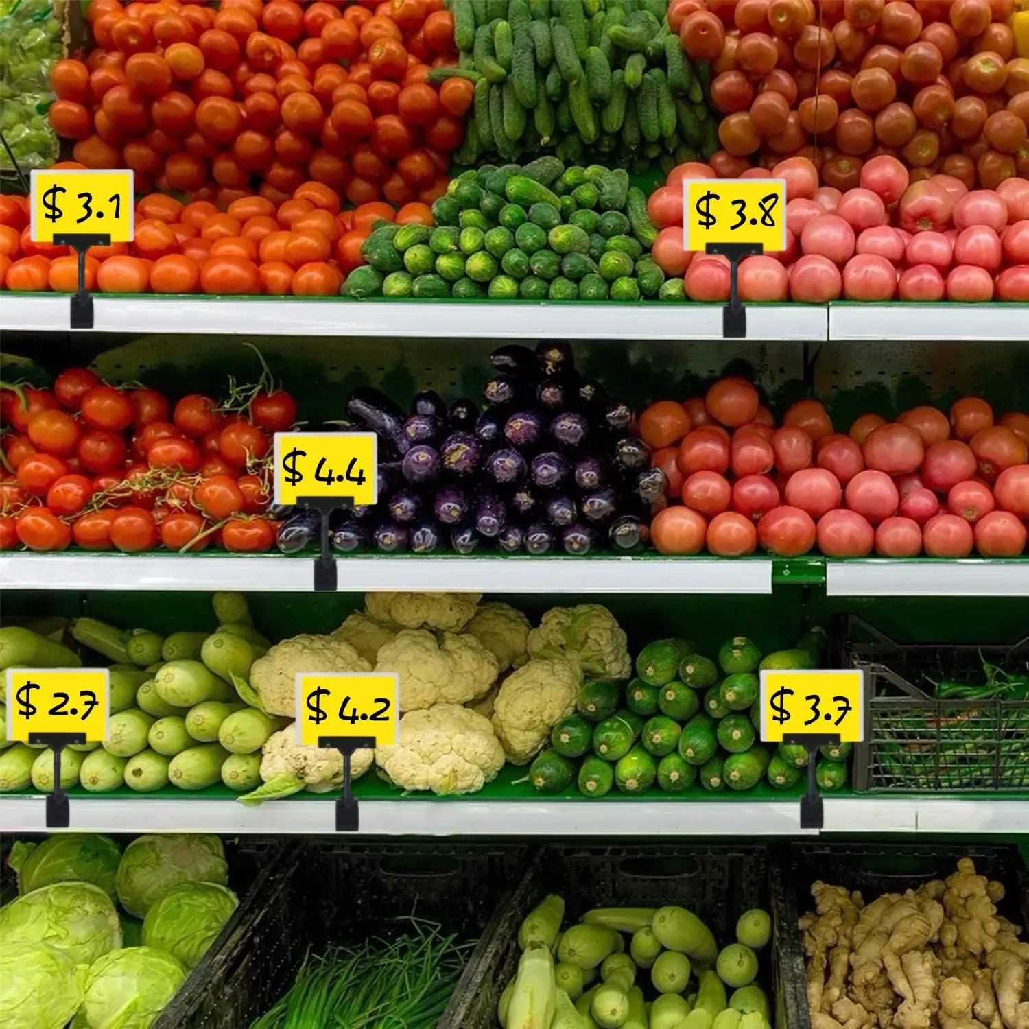 10PCS Adjustable Plastic Sign Holder,Clip-on Style Double Head Display Clips Rotating Reuse Sign Price Tag for Store