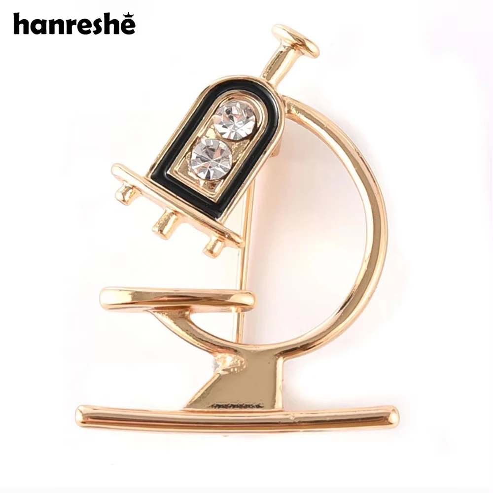 New Microscope Medical Equipment Brooch Pin Doctor Nurse Hospital Lapel Backpack Zircon Badge Pins Jewelry Accessories Gift