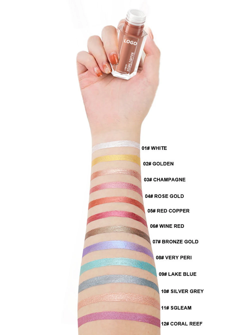 66ml-private-label-liquid-highlighter-custom-logo-hexagonal-tube-12-color-highlight-long-lasting-shimmer-makeup-wholesale-vegan