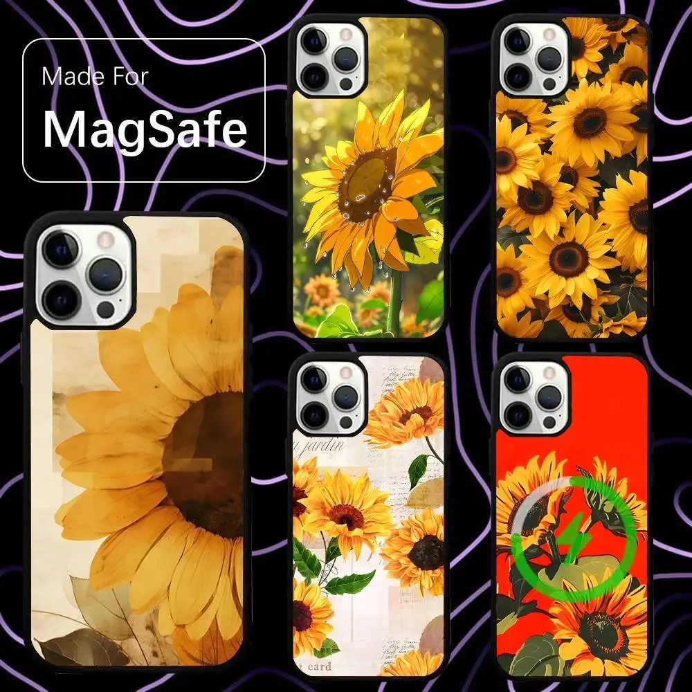 

Yellow Sunflowers Phone Case For iPhone 16,15,14,13,12,11,Pro,Max,Plus,Mini,SE New Magsafe Magnetic Wireless Charging