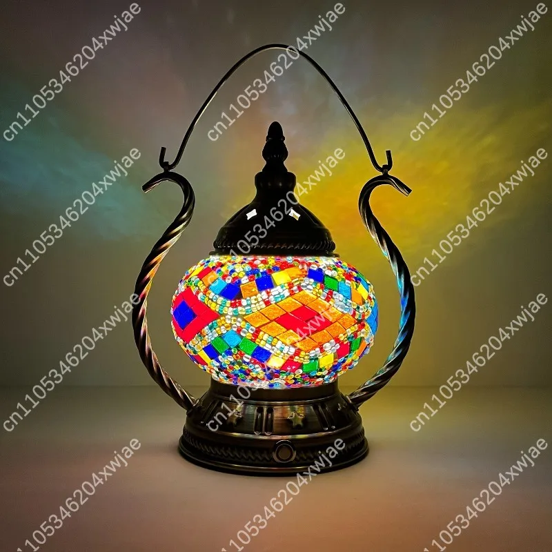 USB Rechargeable Turkish Handmade Color Glass Table Lamp Exotic Light For Restaurant Hotel Bar Homestay