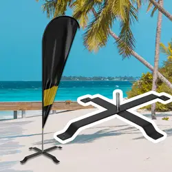 Beach Flag Pole Base Support Parasol Foldable Feather Flag Base Stand for Road Guidance Rafting Races Backyard Garden Poolside