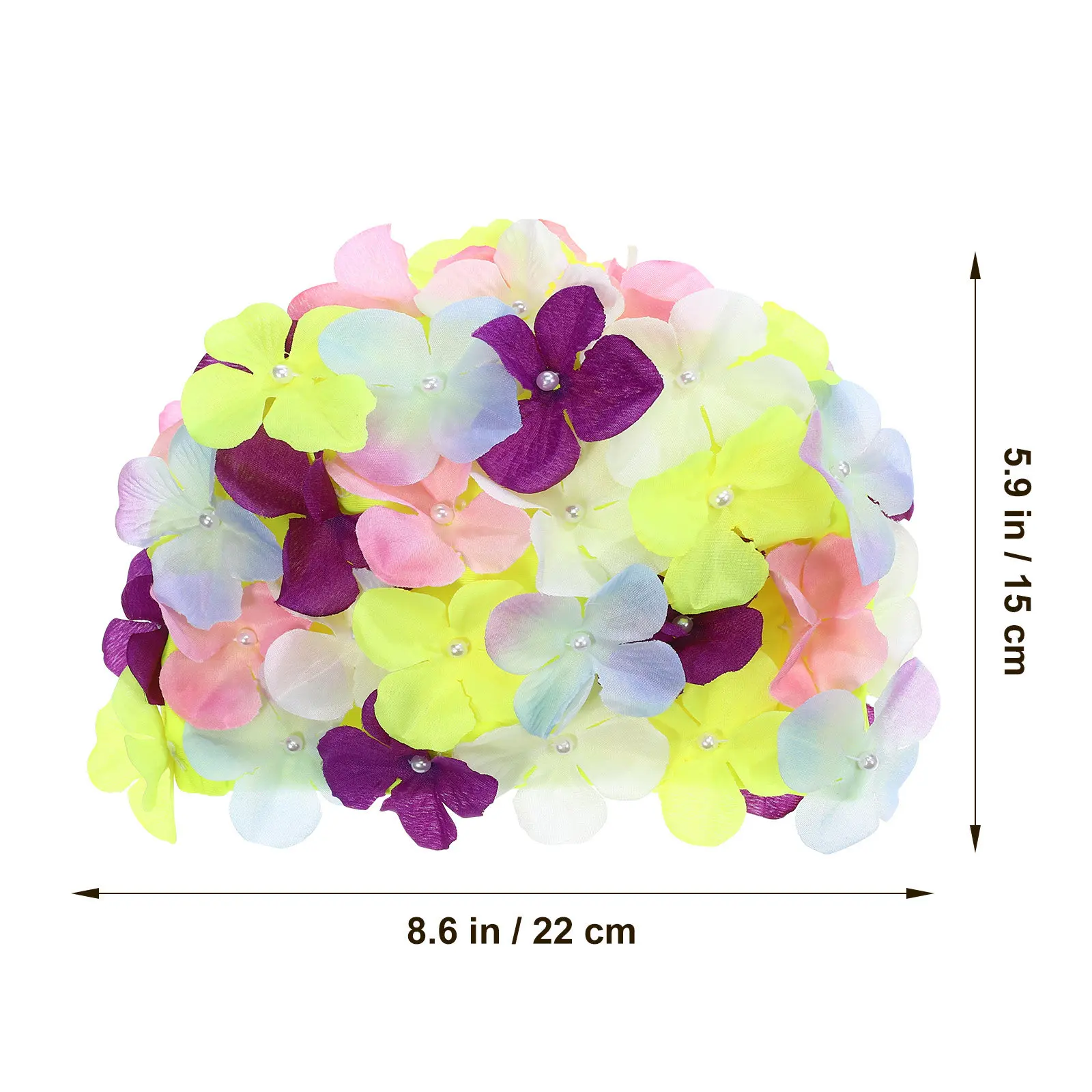 Swimming Caps for Women Large Size Floral Design Premium Cloth Swim Hat Ear Protection Anti-Slip Easy Wear Reusable