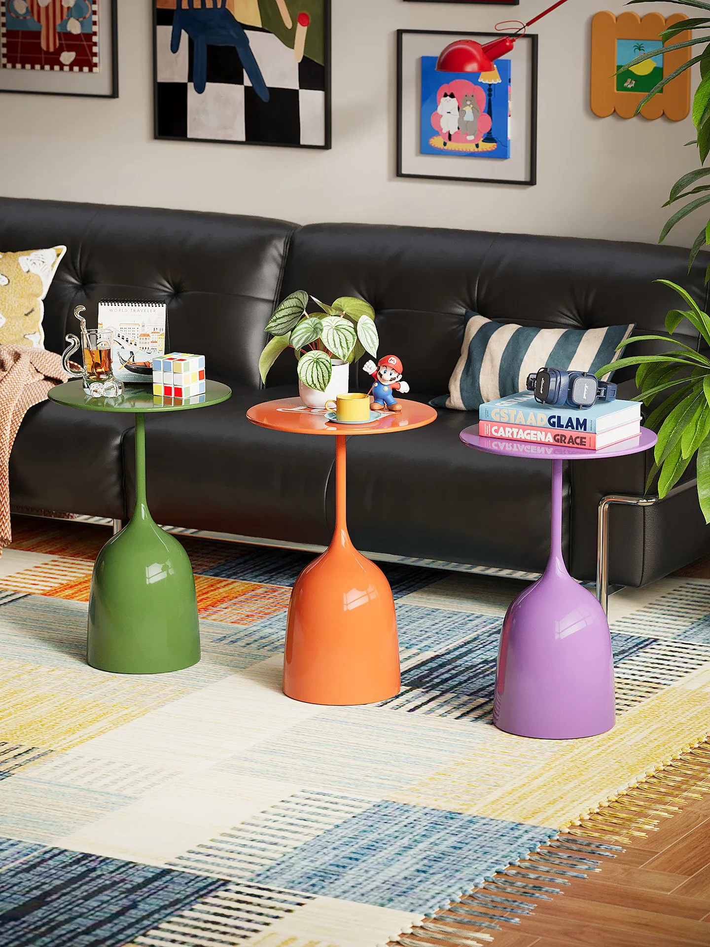 Couch side living room bedside table small  tea table creative art Internet celebrity shelf round  coffee table