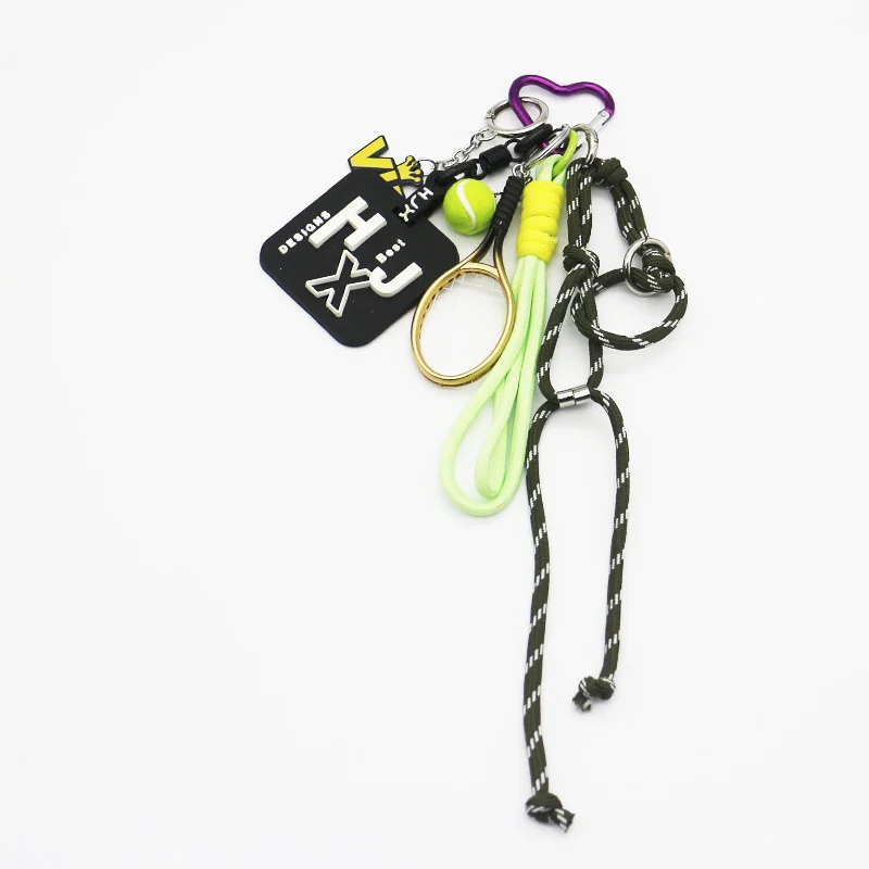 10pcs  INS Blogger And Niche MIU System Tennis Racket Car Keychain Bag Charm Handmade Couple Weaving Hanging Rope Bag Suspension