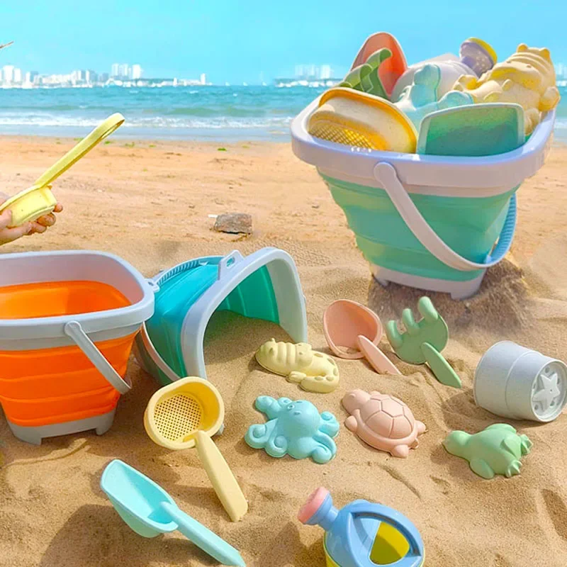 

Children's Beach Toy Set Baby Playing in Water and Sand Large Sand Shovel Beach Bucket Sand Digging Tool Folding Bucket Toy