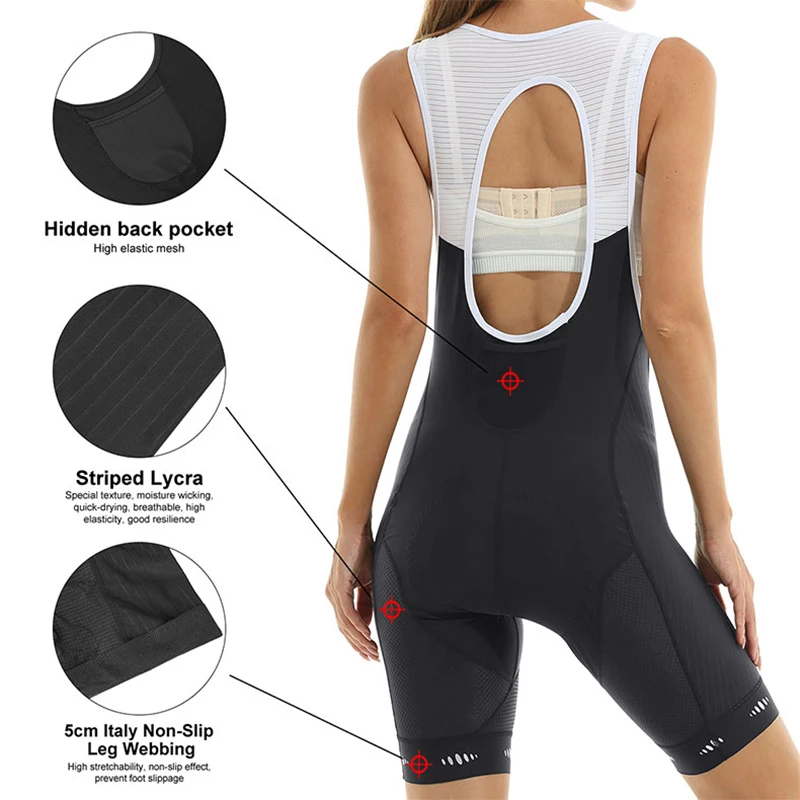 X-TIGER Summer Bike Bib Shorts Reflective With pockets Women Cycling Bib Shorts Superelastic Tight Shockproof MTB Bicycle Shorts