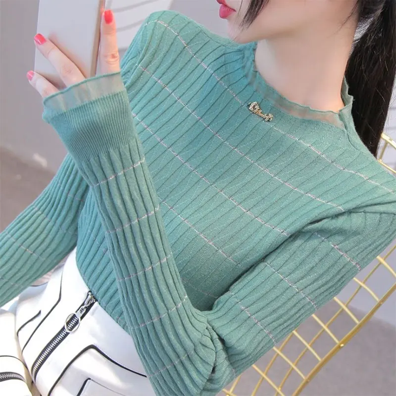 Autumn and Winter Fashion Simplicity Solid Color Turtleneck Long Sleeve Knitwear Women Clothing Office Lady Elegant Slim Tops