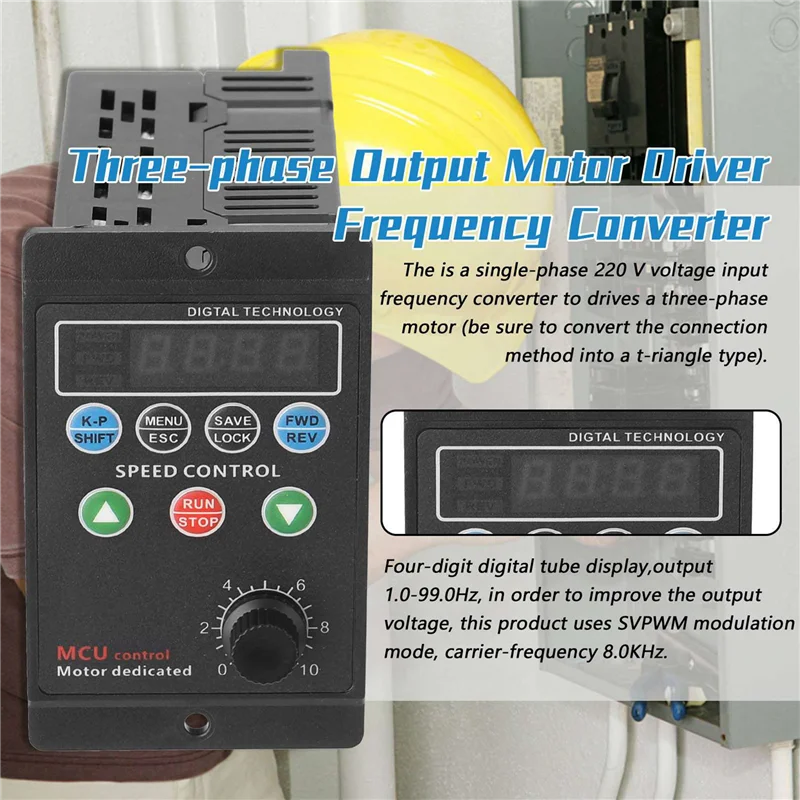 ABMI-2X 220V 750W Single-Phase Input 3-Phase Output Motor Driver Frequency Converter With Four-Digit Digital Tube Display,