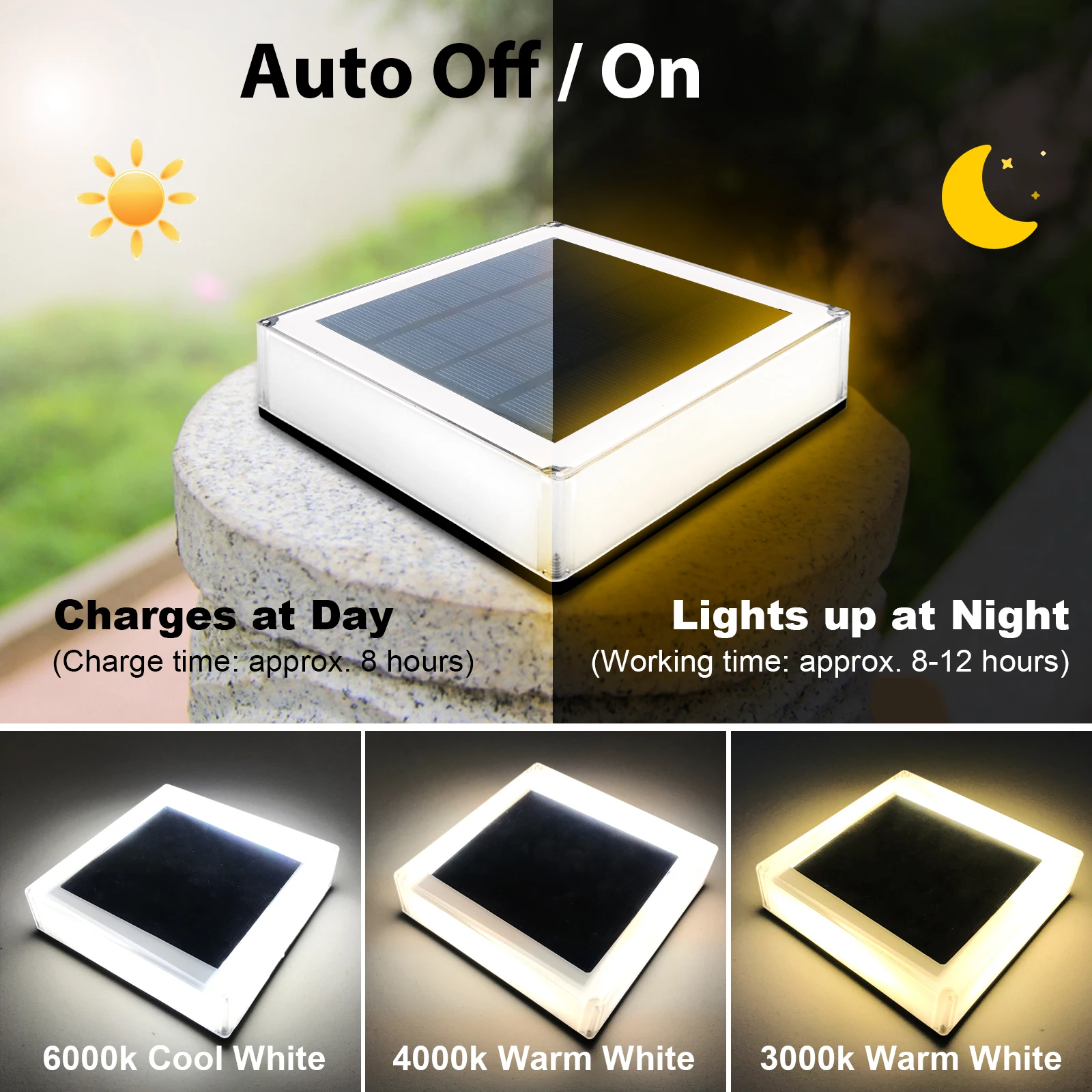 2PCS 3 Colors Solar Light Fence Light IP65 Outdoor Solar Lamp For Garden Decoration Gate Fence Wall Courtyard Cottage Solar Lamp