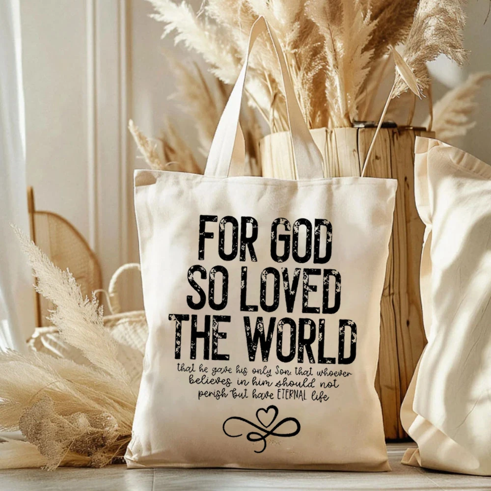 GOD So Loved The World Print Tote Bags Jesus Love U borsa a tracolla da donna borsa per la spesa borse eleganti da donna in tela di grande capacità