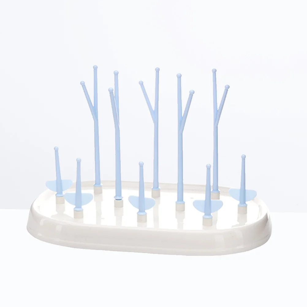 

Baby Bottle Drying Rack Yellow Detachable Adjustable Pegs Flexible Bottle Dryer Stand for Cups and Accessories with Tray Space