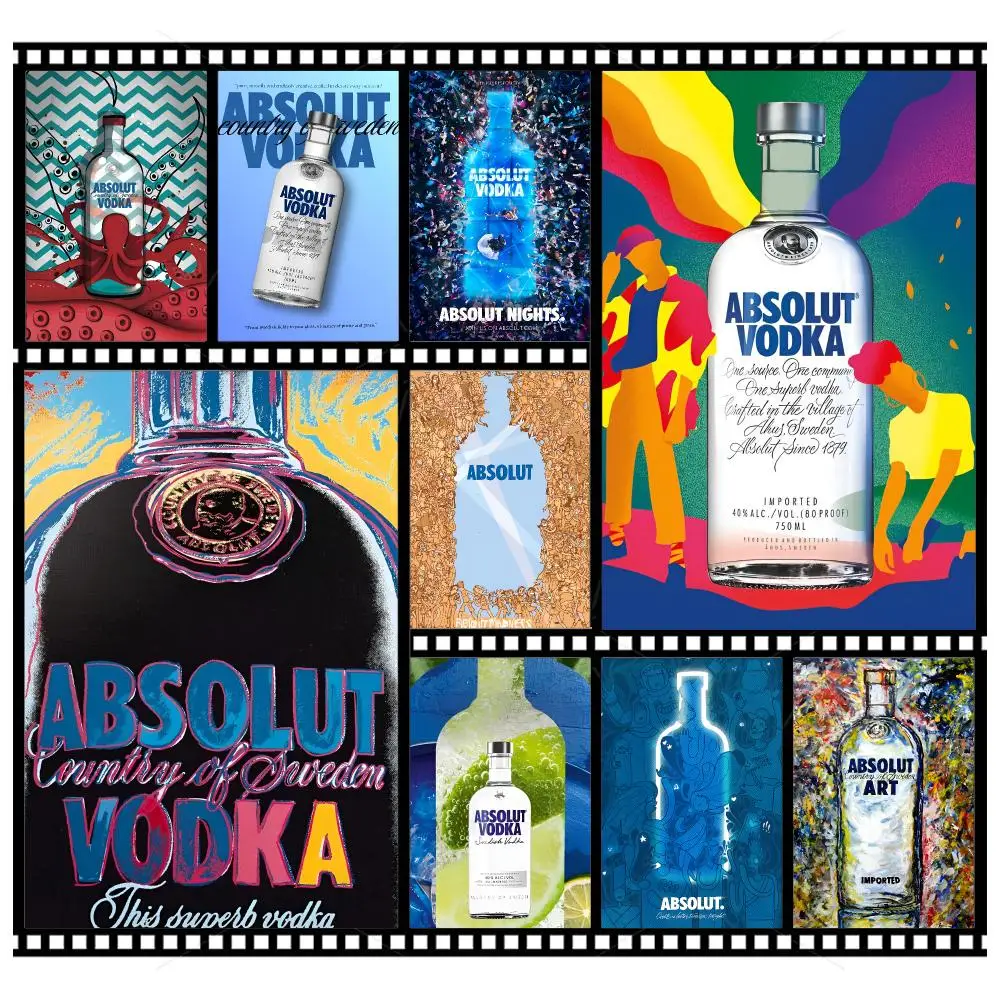 Drink Brand A-Absolut Vodka Classic Poster Wall Art Poster HD Waterproof PP Print Bedroom Living Room Office Decor Gift
