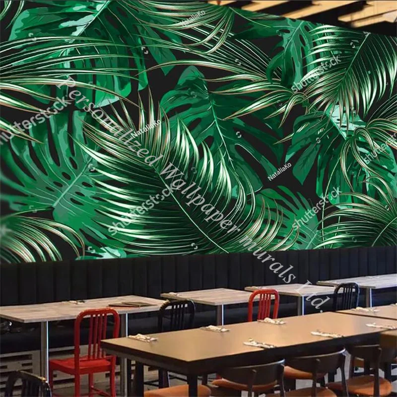 

Tropical Palm Jungle Green Leaf 3d Mural Wallpaper for Living Room Bedroom TV Sofa Wall Cafe Bar Restaurant Backdrop Wall Paper