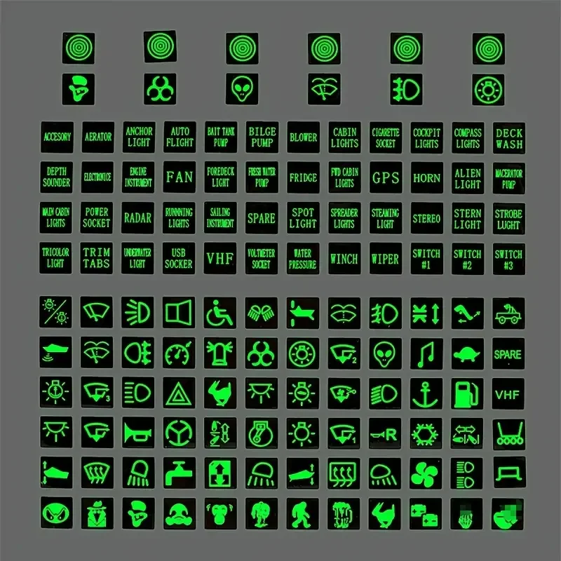 Auto Button Stickers Car Luminous Sticker Car Light Stickers Switch Relay Decoration Rocker Switch Label Circuit Panel Decals