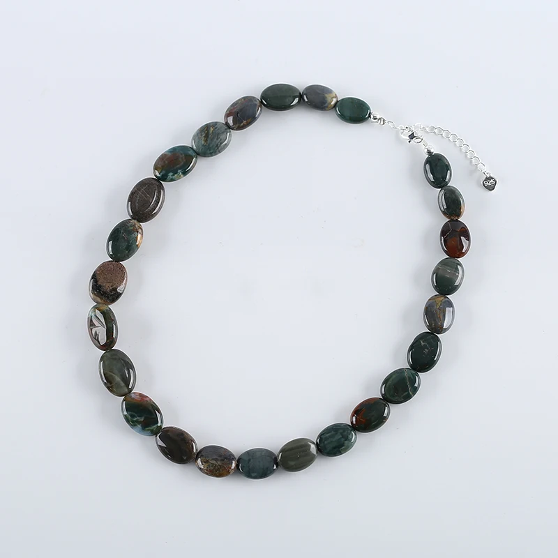 Natural Ocean Jasper Beaded Necklace Jewelry Fashion Charm Accessories Necklace Gifts For Women Men 18Inch 45.4g