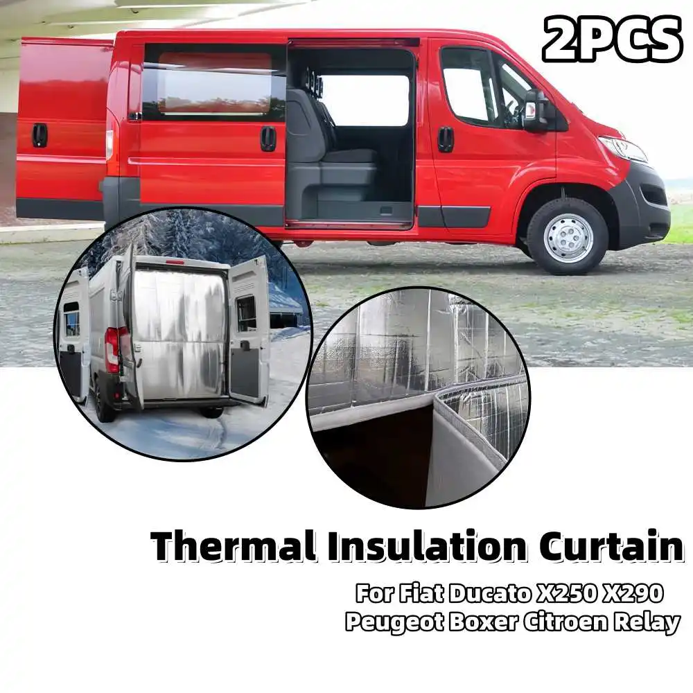 2PCS RV Rear Door Thermal Insulation Curtain Caravan Interior Accessories For Fiat Ducato X250 X290 Peugeot Boxer Citroen Relay