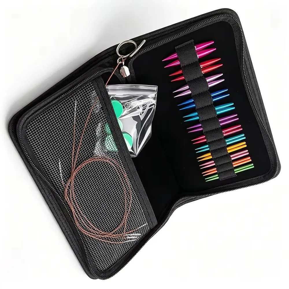 12 Pairs Interchangeable Circular Needle Set Mini Short 5.5cm Removable Head Sleeve Collar Ring Needle 3.0-8.0mm Knitting Tools