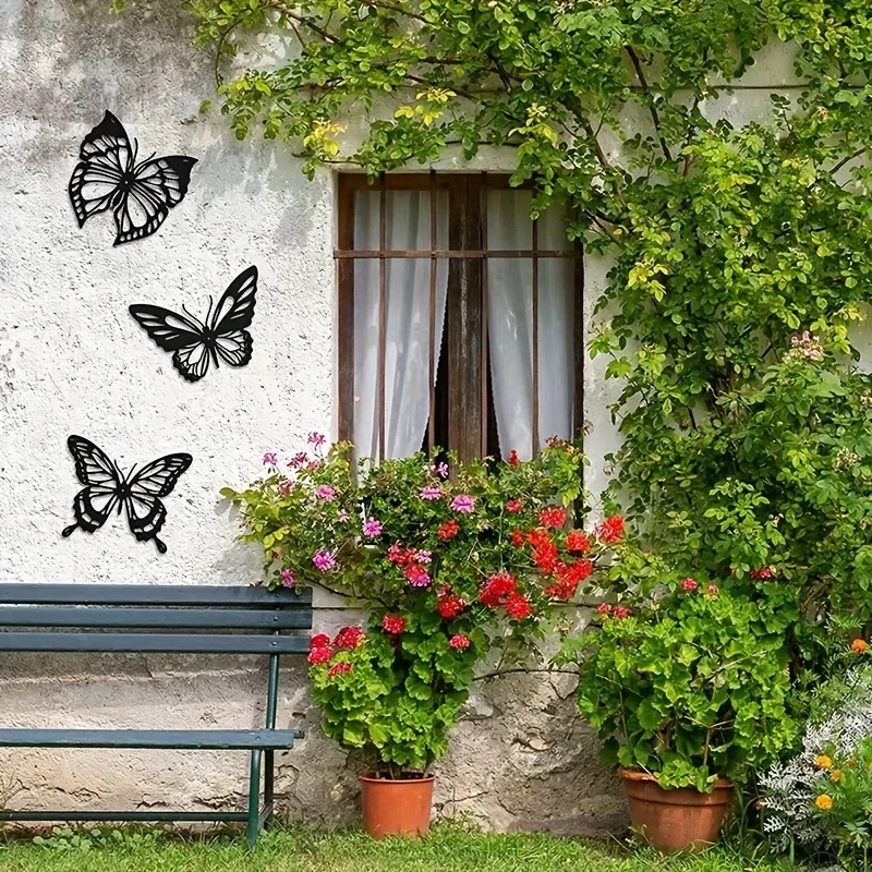 Butterfly 3pcs/Set Metal Wall Decor, Dragonfly Hummingbird Butterfly Wall Art Hanging Wall Decor Metal Wall Hanging