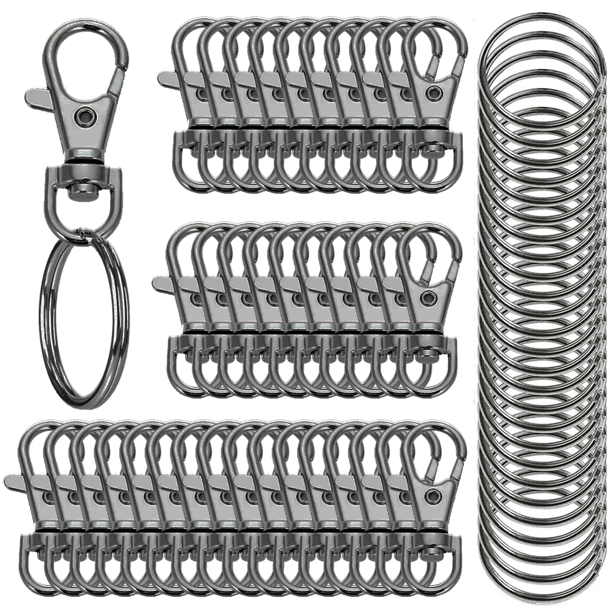 20/40/60 PCS Keychain Hook with Key Ring for DIY Crafts