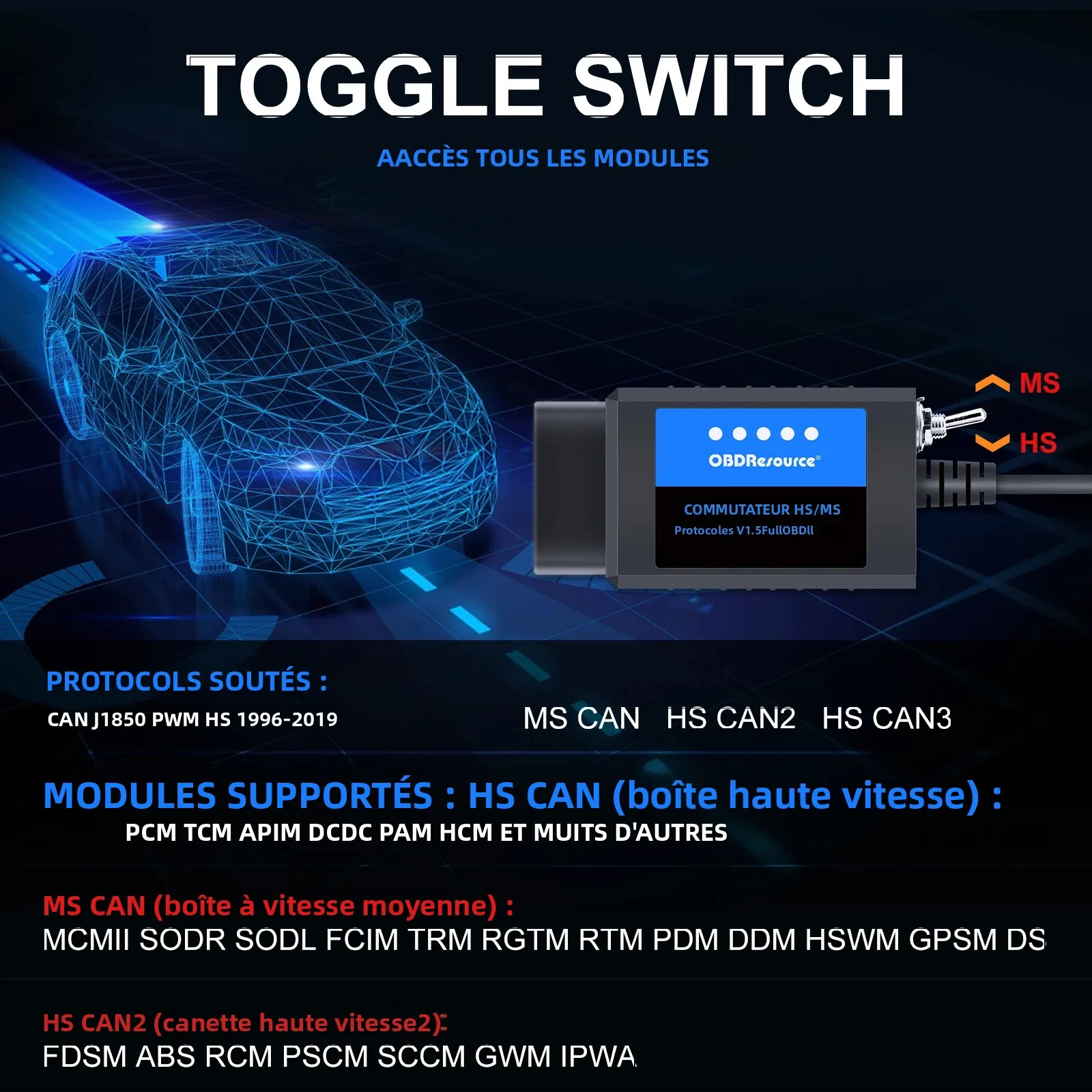 Image 6: ELM327 Forscan pour Ford V1.5 Forscan PIC18F25K80 puce OBD2 Scanner lecteur de Code programmation avec commutateur HS/MS adaptateur USB CH340