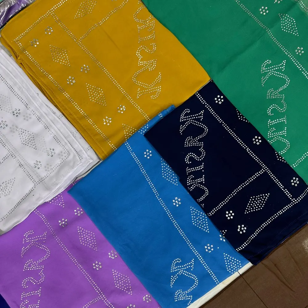 2025 kleine 70x180 cm chiffon Nieuwe Afrikaanse Netto Hijab Sjaal Voor Moslimvrouwen Afrikaanse Dubai Islam Hoofddoek Borduren sjaals