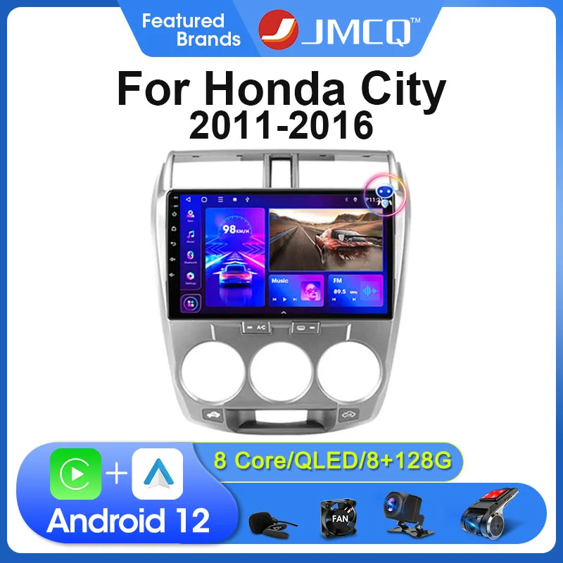 JMCQ 2Din Car Radio Multimedia Video Player For Honda City 2008-2016 Navigation GPS Head Unit Carplay 4G Android 12