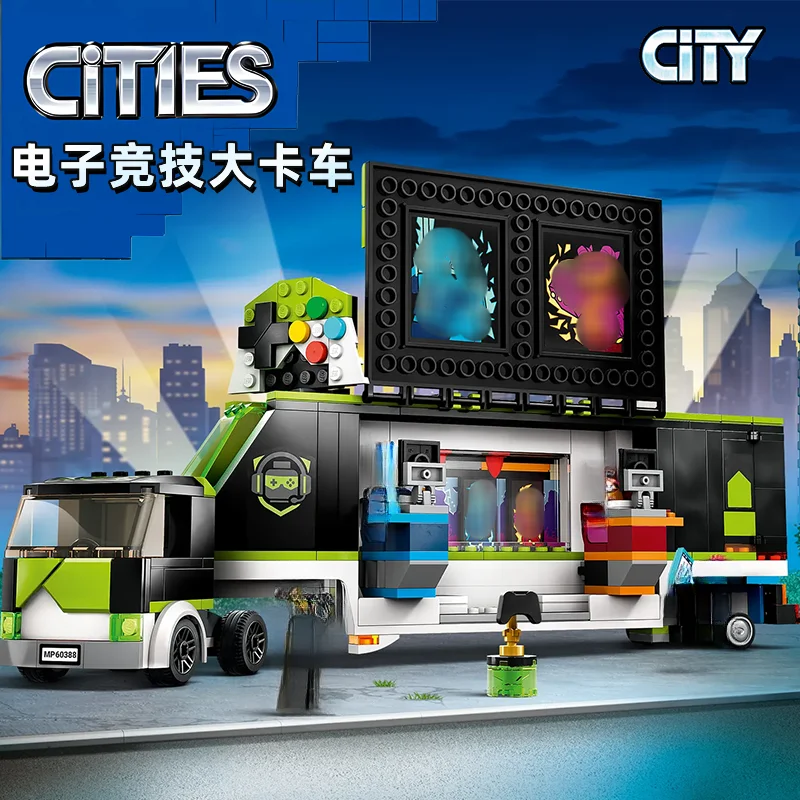 Conjuntos compatíveis série cidade e-sports caminhão de competição 60388 montagem educacional das crianças bloco de construção brinquedos das crianças presente