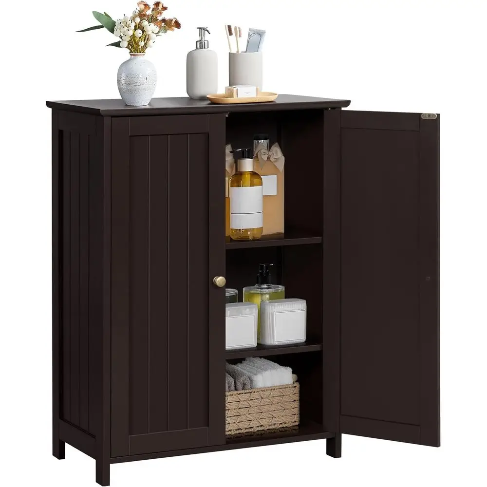 

3-Tier Standing Storage Cabinet with Adjustable Shelves for Home Living Room