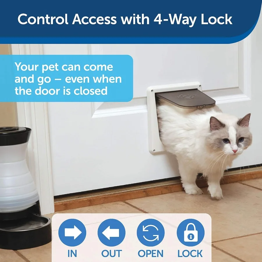 PetSafe 4Way Interior Locking Cat Door Allows Convenient Movement Between Rooms Minimizes Scratching Tinted Durable Plastic Pri