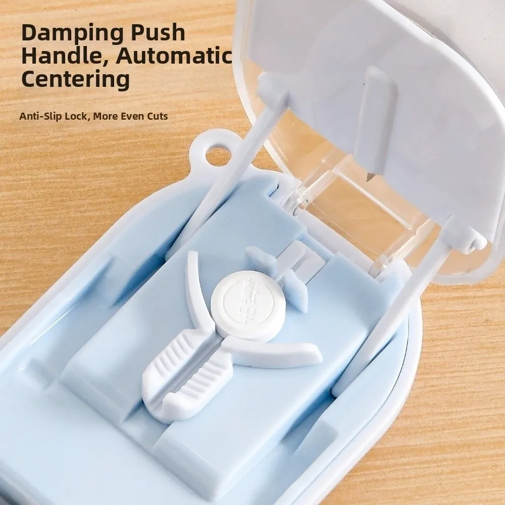 Portable Pill Cutter Storage Box Dustproof Sealed Pill Divider Case with Magnifying Glass Japanese Style Cut Tablet Dispenser