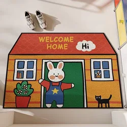 Rabbit Welcome Home Entrance Doormat Cartoon Anti-slip PVC Floor Mat Entry Porch Hallway Entryway Home Decor Dust Removal Carpet