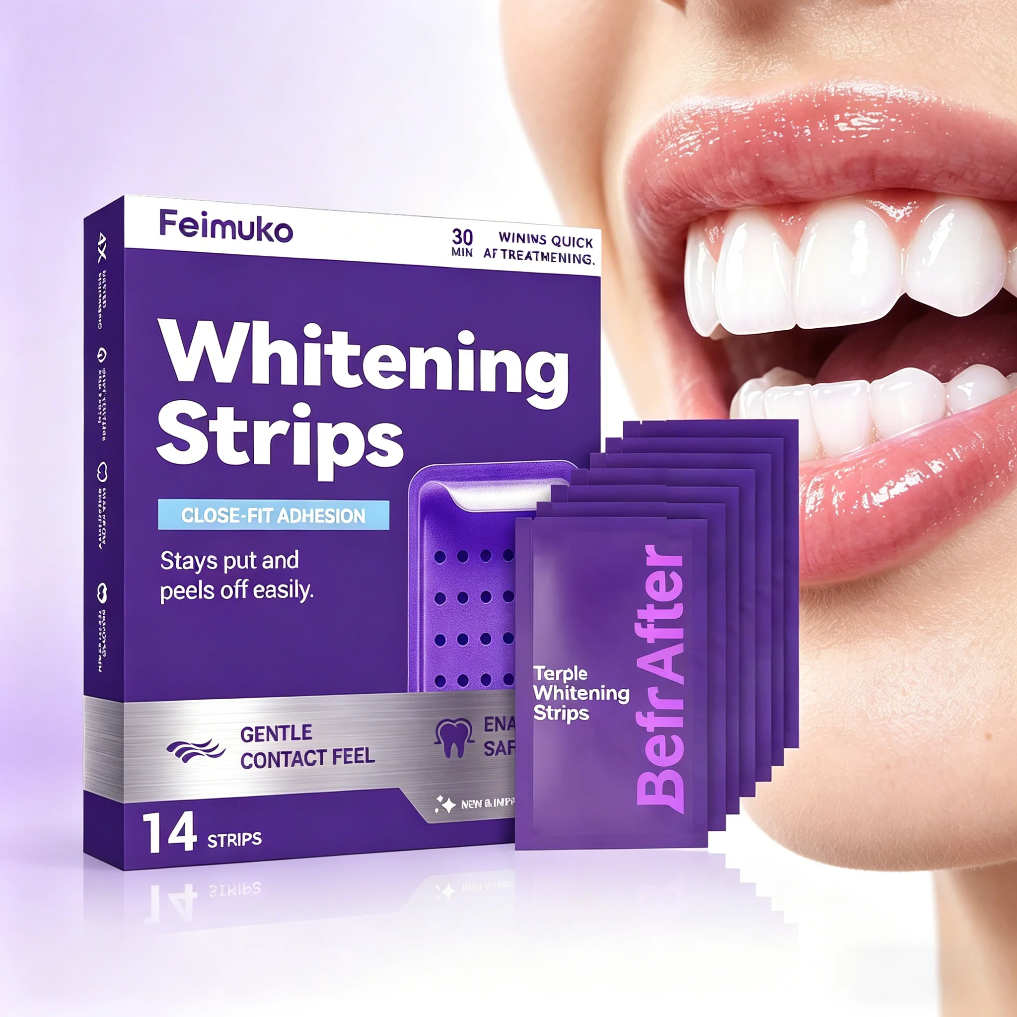 Purple Teeth Whitening Strips Oral Cleaning Removal Gel Improve Dental Yellowing Oral Care Brightening Patch Oral Care Daily Use