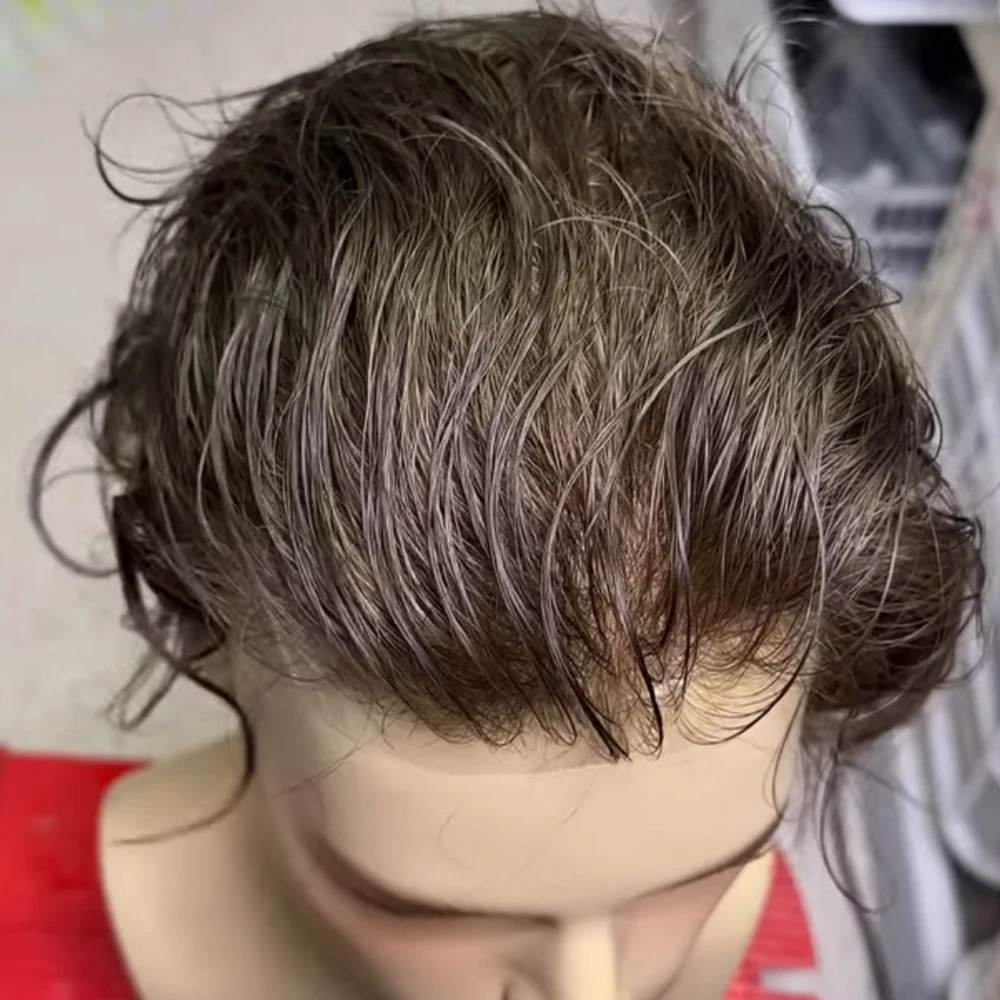 

Натуральный парик для мужчин с невидимой линией роста волос, 0.03 мм, 90% плотность, ультратонкая кожа, модель 410 # 520 # Серые, черные, светлые, коричневые мужские парики из натуральных волос