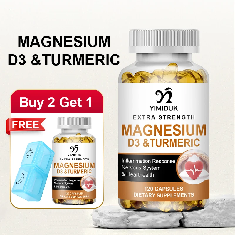 

YIMIDUK Magnesium with Vitamin D3 & Turmeric Capsules, Heart Health, Nervous System Function & Cardiovascular Support for Adults