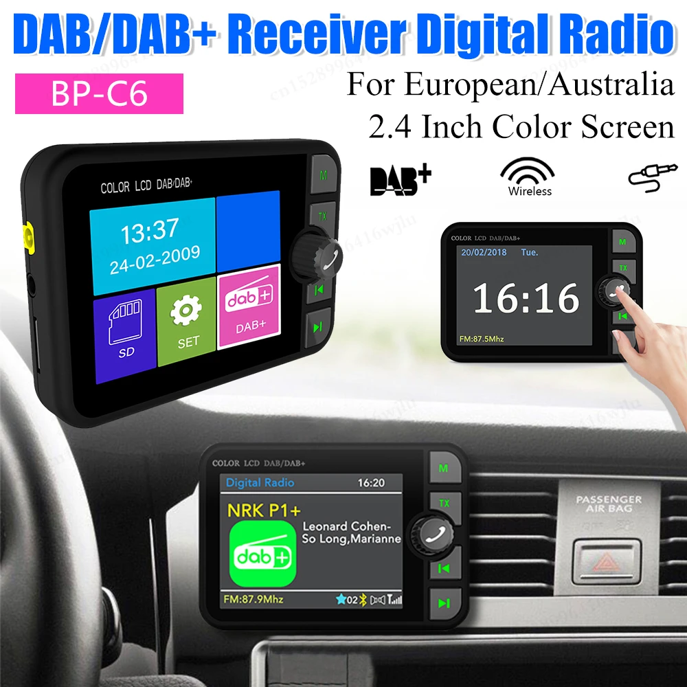 

2,4-дюймовый DAB-радиоприемник с цветным ЖК-экраном, MP3-плеер, FM-трансмиттер, приемник DAB+, адаптер цифрового сигнала DAB
