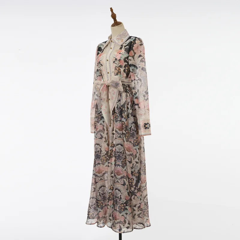 New Print Button Long Dr Street Sle High Waist Skirt Sve Long Thiened Version Five Colors Available Casual Wear