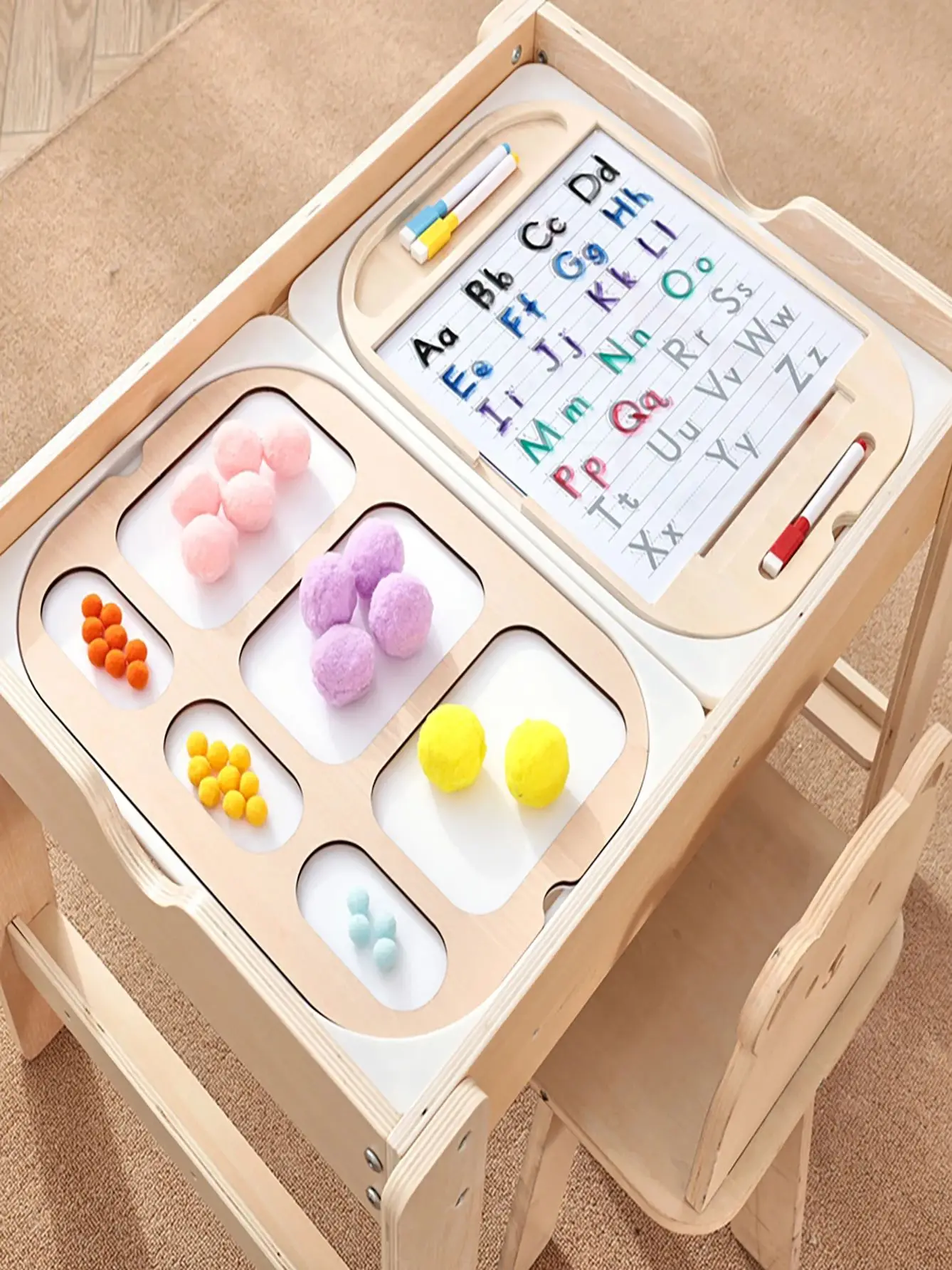 Table sensorielle optique en bois pour enfants Montessori, utilisée pour les jeux de société sensoriels, jouets d'orthographe de nombres et de lettres, cadeau