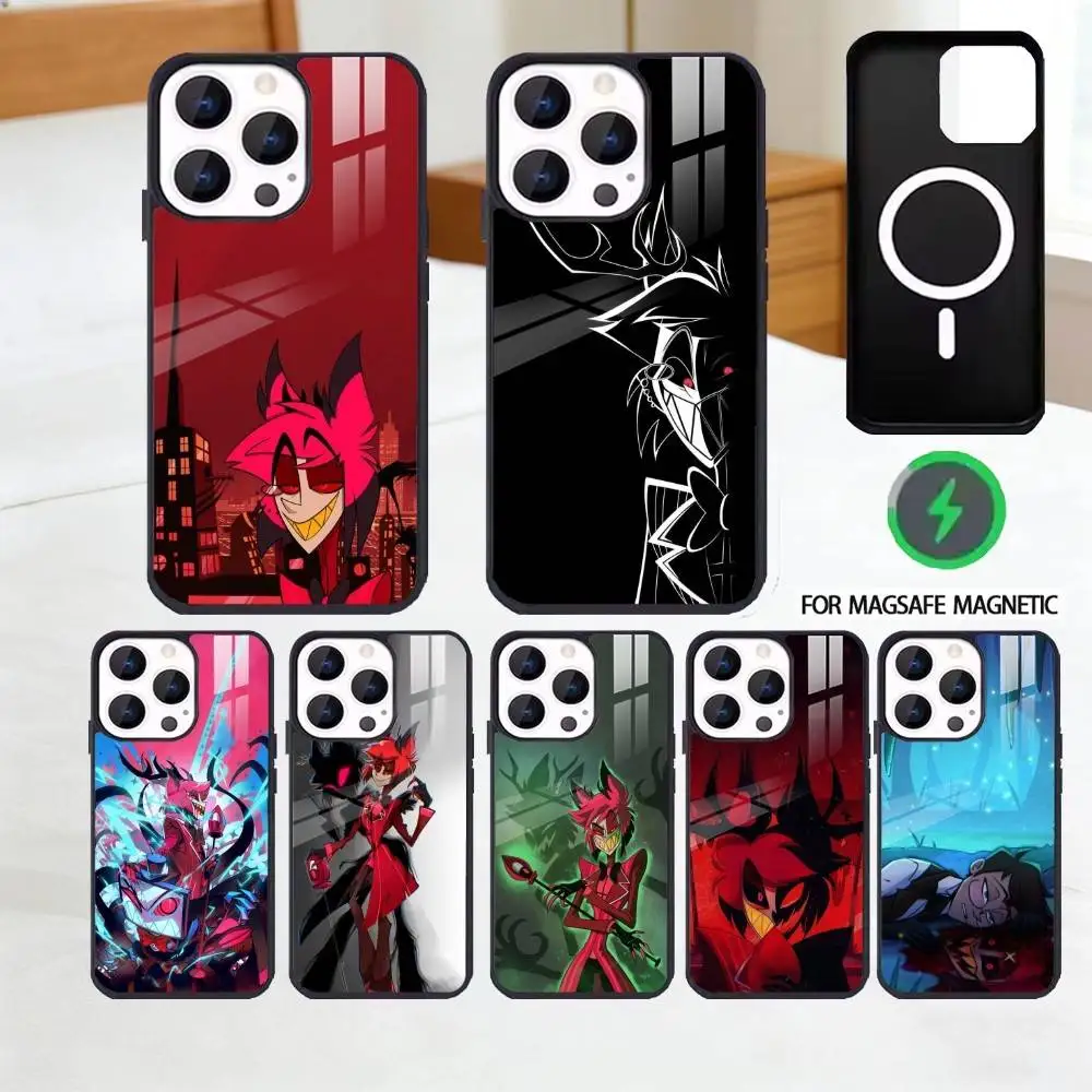 

HazbinS H-Hotels AlastorS Phone Case For iPhone 17,16,15,14,13,12,Plus,Pro,Max for Magsafe Magnetic Wireless Charging