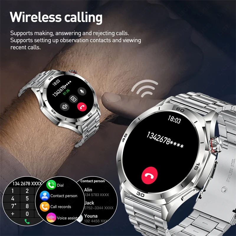 LIGE Health Monitoring Bracelet Wireless Call Men Smart Watch Running GPS Trajectory Smartwatch Sports Fitness Waterproof Watch