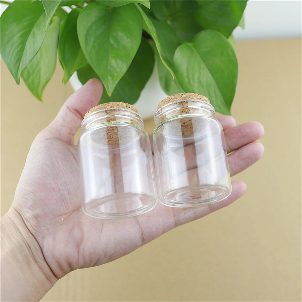 Sealed glass cork bottle 6 Pcs 33*47*60mm 60ml Glass Jars Stopper Jar Bottle Containers Glass Jars Vials DIY Craft