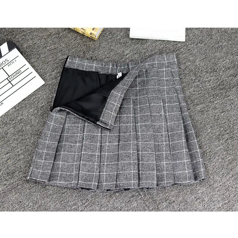 Japanese Sweet Plaid Pleated Mini Skirt Women College Style High-waisted Fashion Girl Skirt Pants Design Skirts Cute Harajuku